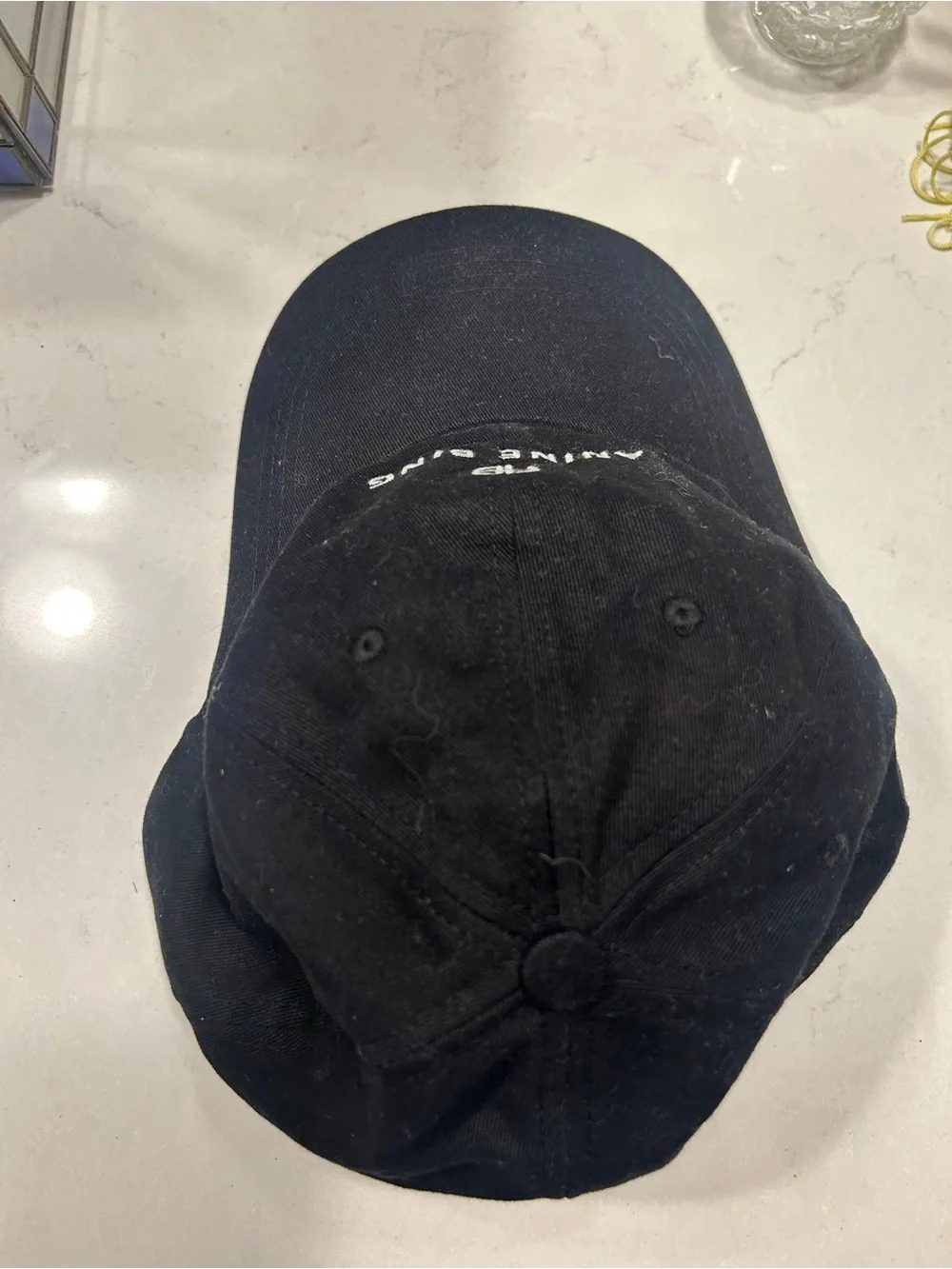 Anine Bing Jeremy Cap Black White Text Good used condition - Picture 5 of 5